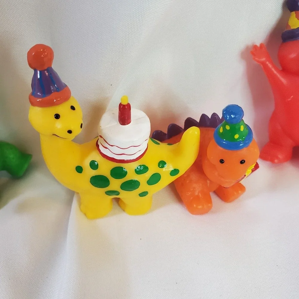 4 Wilton Birthday Dinosaur Party Cake Toppers Hand Painted‎ Plastic 1994 Vintage